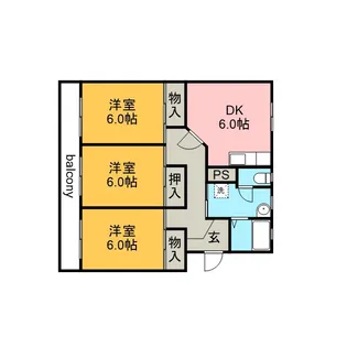衣浦マンションC棟【1階】の間取り
