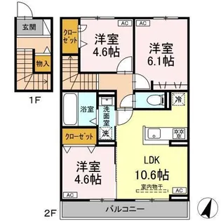 ジャルダン富士見【2階】の間取り