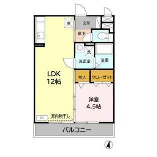 セジュール一ツ木【1階】の間取り