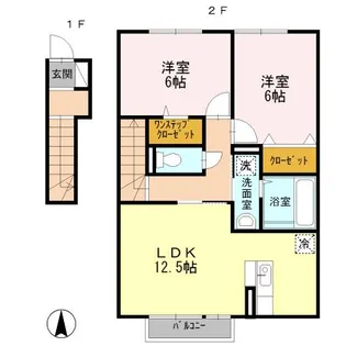 カーミー・芳川 A棟【2階】の間取り