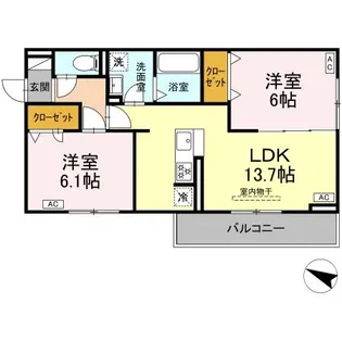 カーサ・カルーナ【2階】の間取り