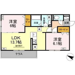 カーサ・カルーナ【1階】の間取り