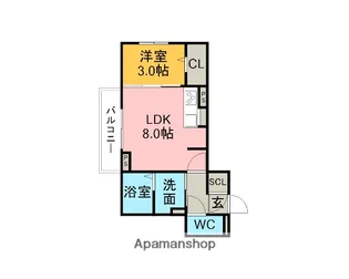 ソレイユ野田新町【106号室】の間取り