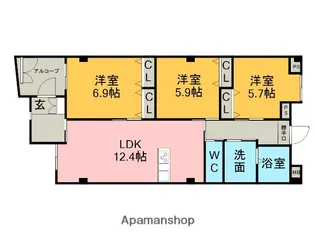 リバーサイド東洋【103号室】の間取り