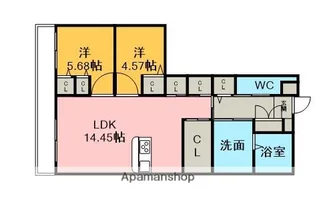 リバーサイド東洋【201号室】の間取り