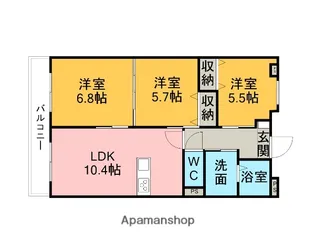 リバーサイド東洋【203号室】の間取り