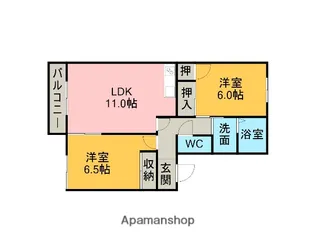 2LDKの間取り画像