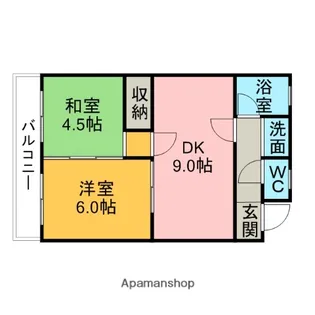 コーポ圓山【2A号室】の間取り