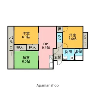 グランドハイツ谷田【4階】の間取り