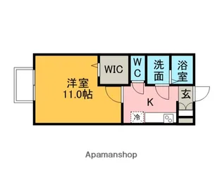 キャッスルコートウシダ B棟【105号室】の間取り