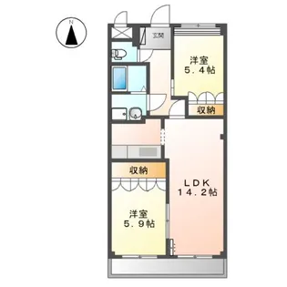 ウイングヒルズながしの一番館【2階】の間取り