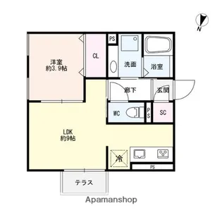 スカイコートA【1階】の間取り