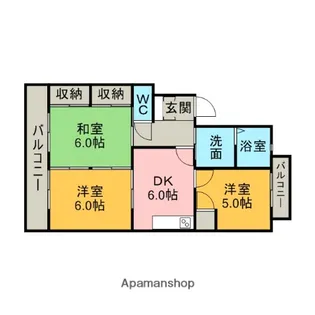 グレイス田中【3B号室】の間取り