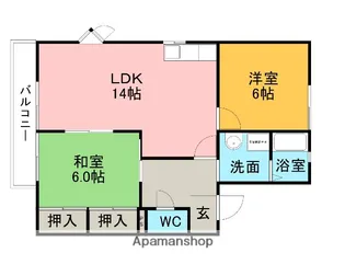 グリーンコートB【202号室】の間取り