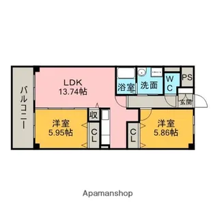 LAKEPROUD【103号室】の間取り