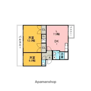 ファミール豊明【1B号室】の間取り