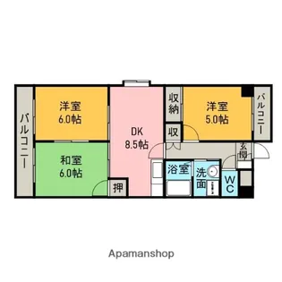 ルミエール東新【5階】の間取り