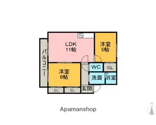 2LDKの間取り画像