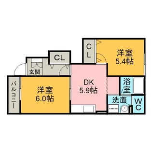 アヴニ−ル T.M【1階】の間取り