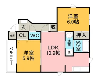バーシア北崎【1階】の間取り