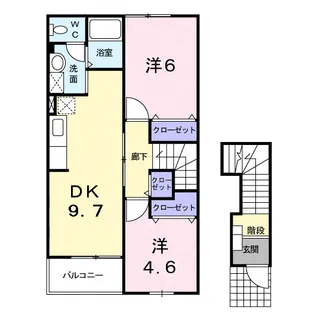 シャンテ若草【2階】の間取り