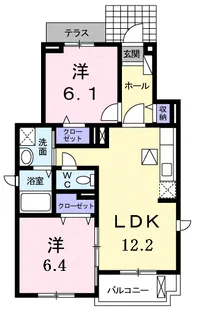 サングレイスB【1階】の間取り