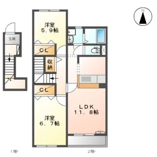ST.LILY S棟【201号室】の間取り