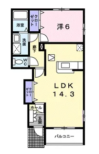 グランデヒサノB【1階】の間取り