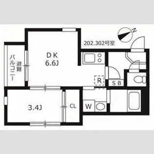 ハル鳴海【202号室】の間取り