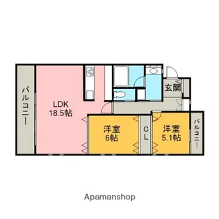 HOLLY HILLS RESIDENCE WEST【201号室】の間取り