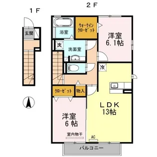 クレール勅使【2階】の間取り