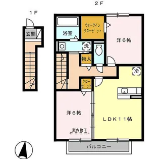 グランドールふじが丘 B【2階】の間取り
