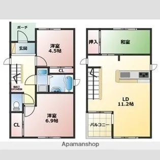 愛知県豊明市前後町大代【一戸建】の間取り