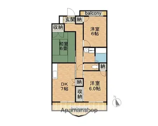 サンハイツ白山【102号室】の間取り