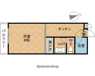 マンション若山【1A号室】の間取り