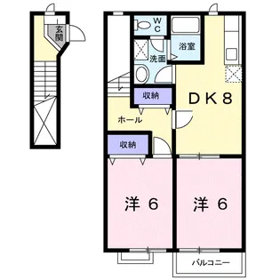カーサ・ソレアード【2階】の間取り