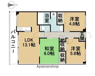 フィオーレ観月【1階】の間取り