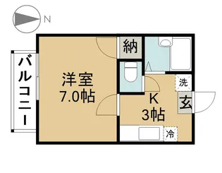 アーニストハウスA・B【A205号室】の間取り
