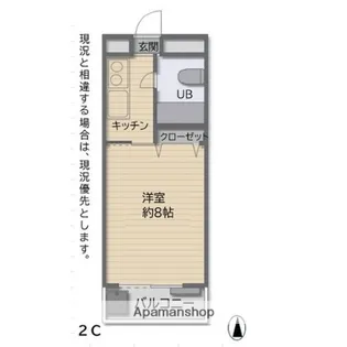 ホワイトハイツエムワン【2C号室】の間取り