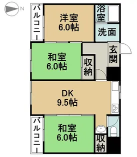 サンコーポ富塚【1B号室】の間取り