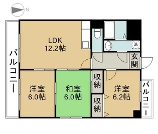 ハピネス五反田【2A号室】の間取り