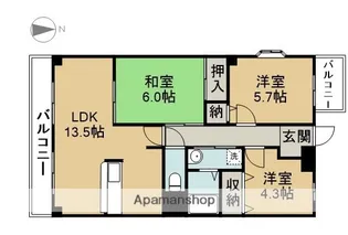 エルグランド【405号室】の間取り