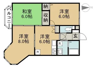 ウイングベル七宝【2A号室】の間取り