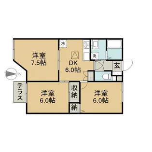 ウイングベル七宝【1B号室】の間取り