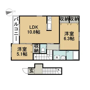 リバティ A【2階】の間取り