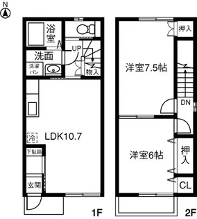 愛知県稲沢市稲沢町前田【テラスハウス】の間取り