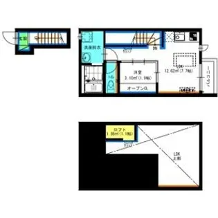 RADIANCE二ツ杁【202号室】の間取り