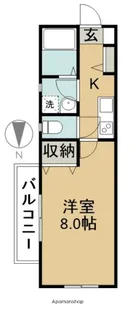 カーサ北二ツ杁【102号室】の間取り