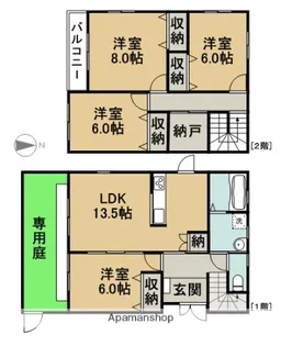 愛知県清須市須ケ口【一戸建】の間取り