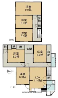 愛知県稲沢市祖父江町祖父江南川原【一戸建】の間取り